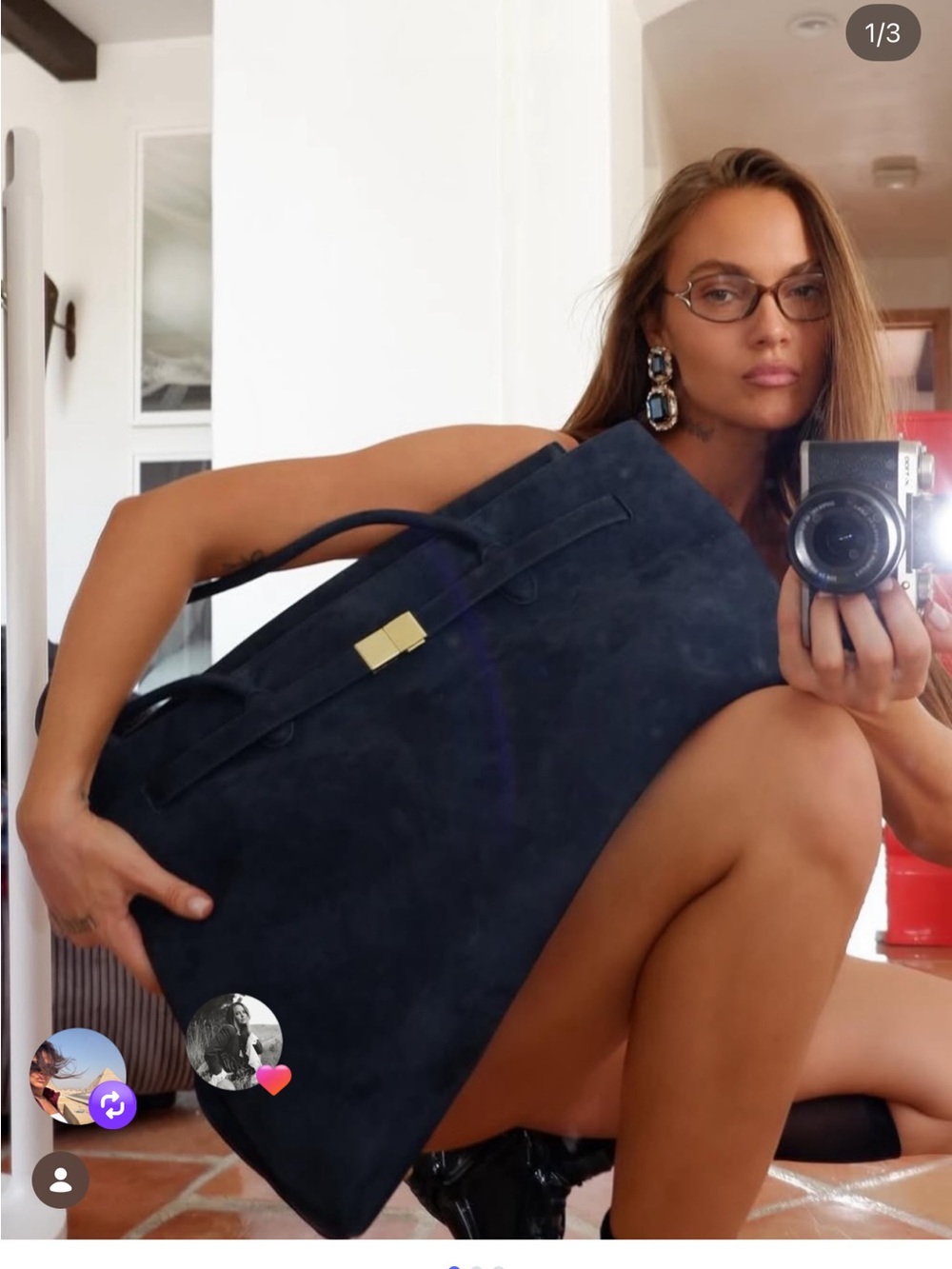 Amy Shehab Giant Navy Suede Tote Bag - Picture 14 of 14